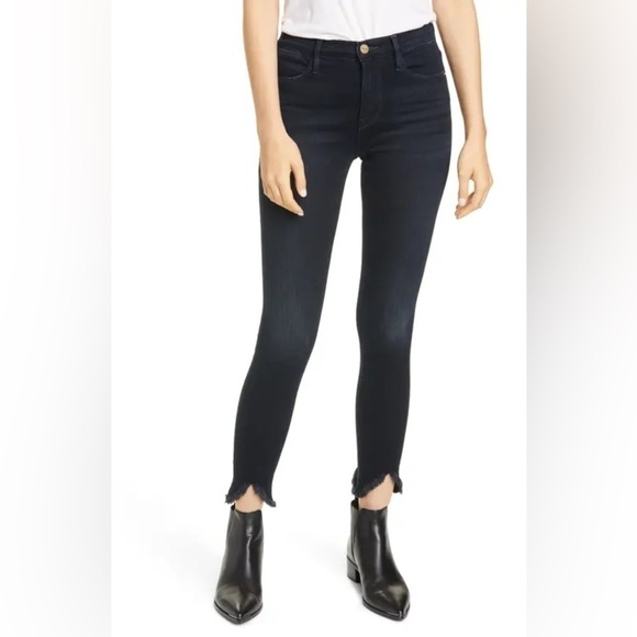 FRAME Denim Le High Shark Bite Hem Skinny Crop Jean - Picture 1 of 11
